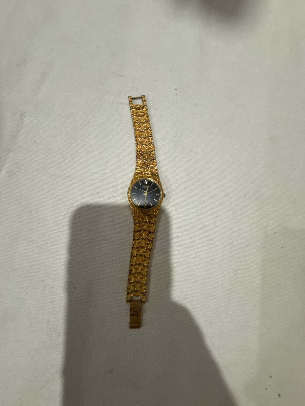 Vintage Gruen Precision Quartz Women Watch Diamond Accent Gold Nugget